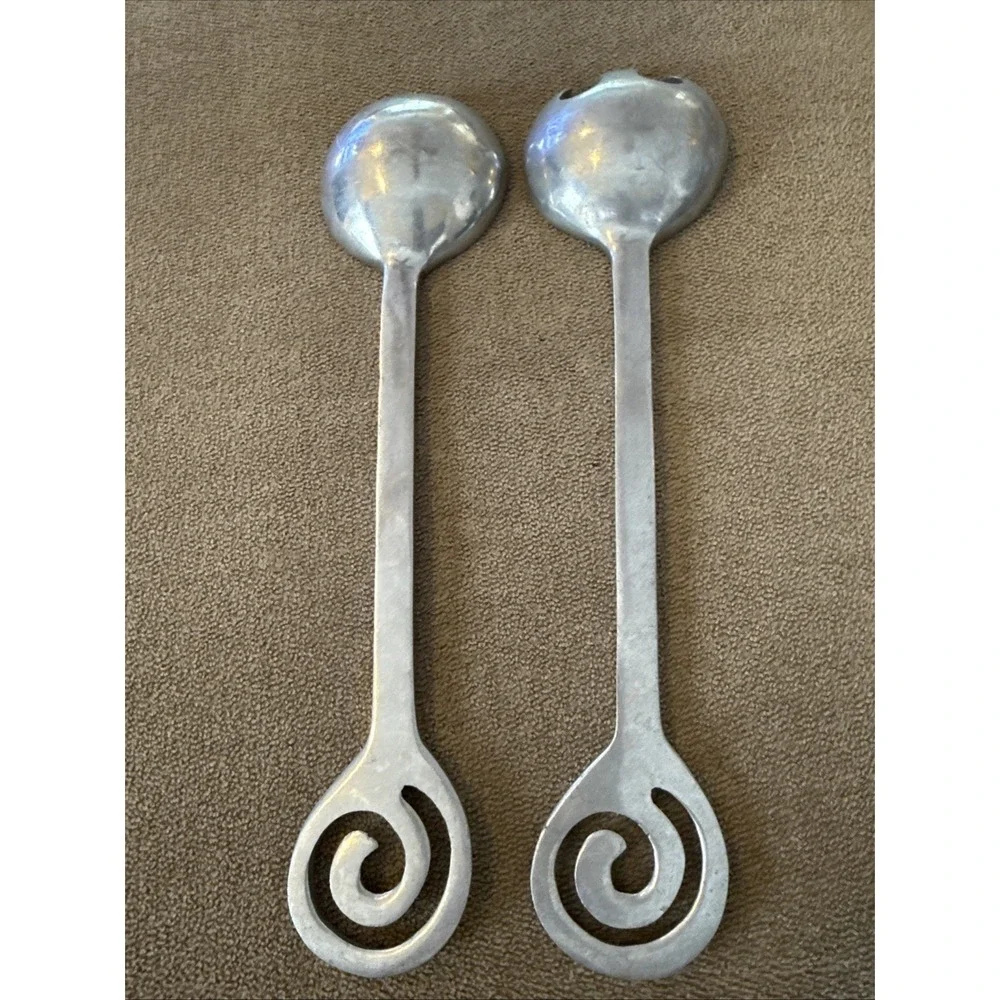 Large Oversized Cast Aluminum Modern Salad Fork and Spoon Serving Set 13